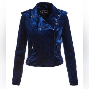XOXO Women's Deep Blue Crushed Velvet Jacket